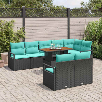 Set Divano da Giardino 9 pz 8-Numero di posti Nero e Teal