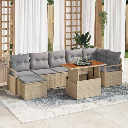 Set Divano da Giardino 8 pcs Beige e grigio