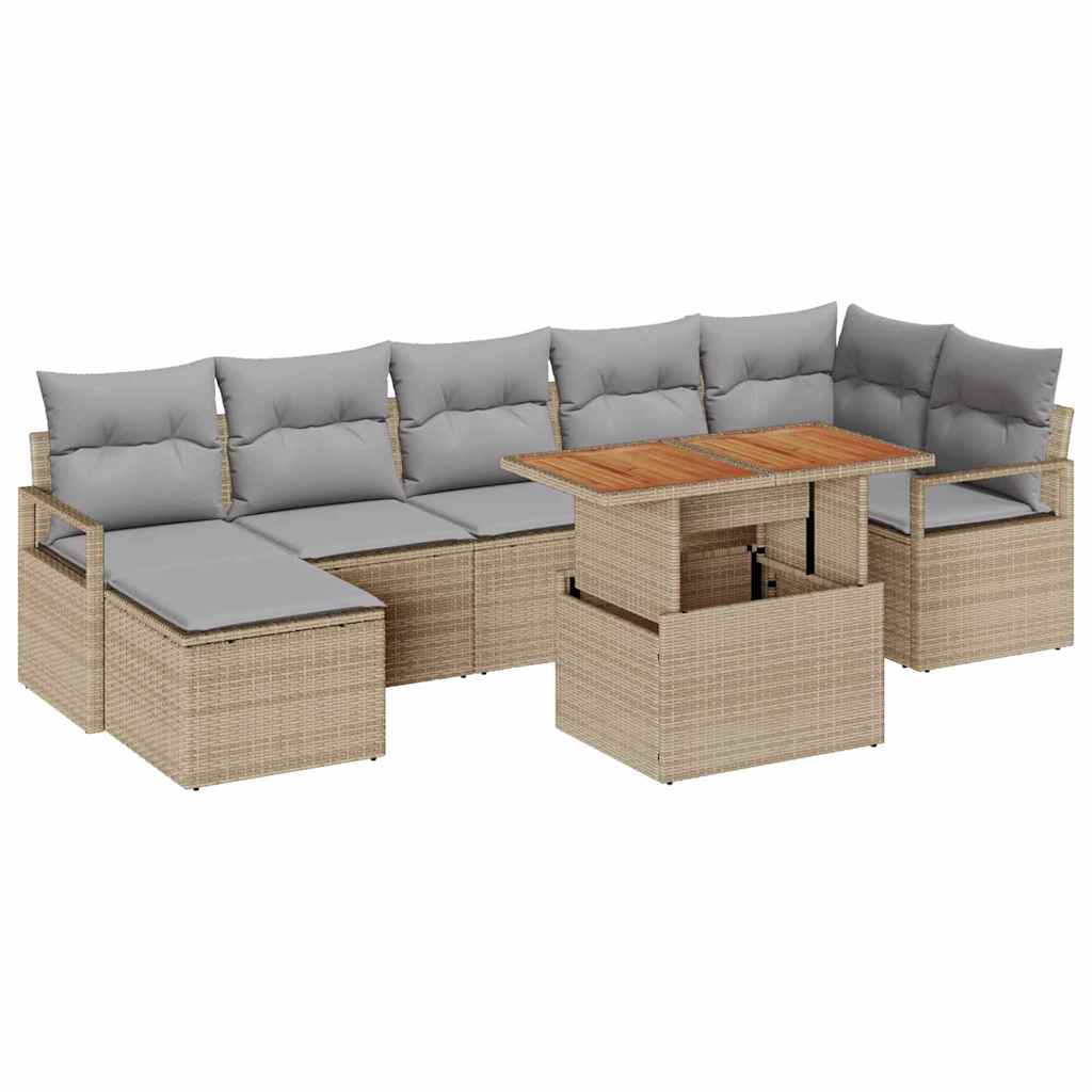 Set Divano da Giardino 8 pcs Beige e grigio