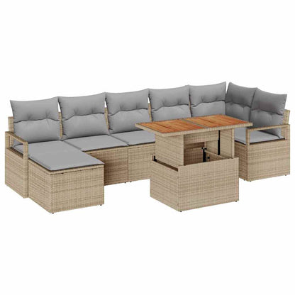 Set Divano da Giardino 8 pcs Beige e grigio