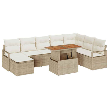 Set Divano da Giardino 9 pcs Beige e Crema