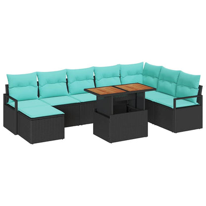 Set Divano da Giardino 9 pcs Nero e Teal