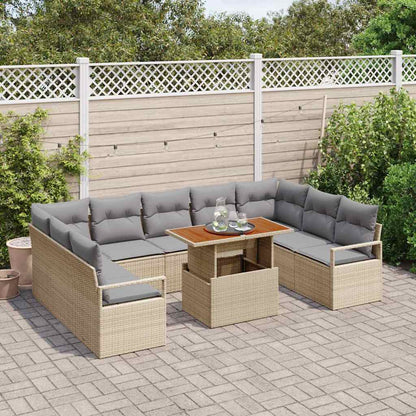 Set Divano da Giardino 10 pz 9-Numero di posti Beige e grigio