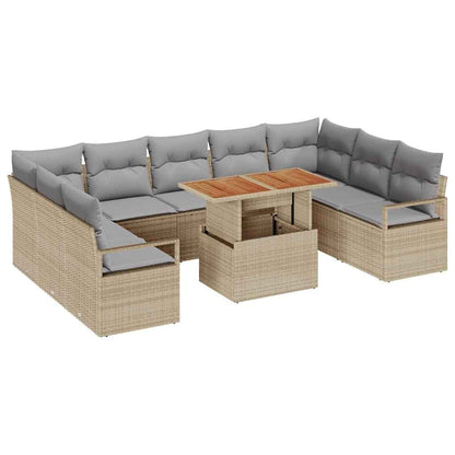 Set Divano da Giardino 10 pz 9-Numero di posti Beige e grigio