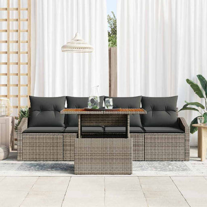 Set Divano da Giardino con cuscino 5 pcs Grigio Poly Rattan