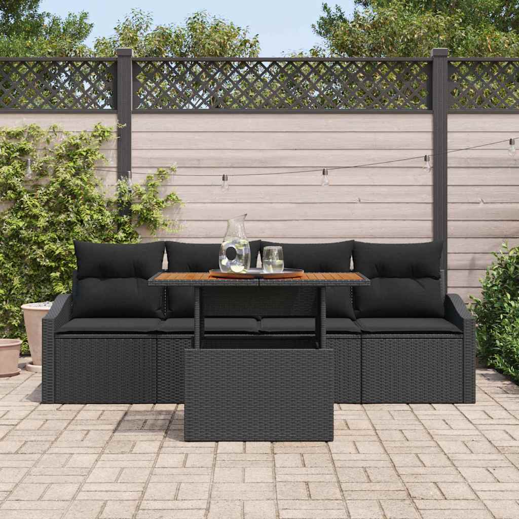 Set Divano da Giardino 5 pz Nero Poly Rattan | homemem39