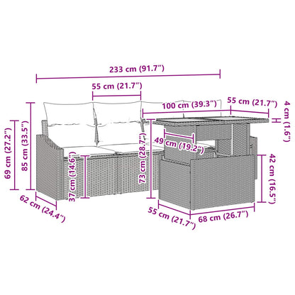 Set Divano da Giardino 5 pz 4-Numero di posti Nero e Teal