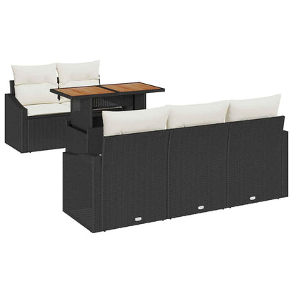 Set Divano da Giardino 6 pz Nero e Crema