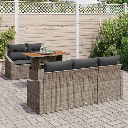 Set Divano da Giardino 6 pz Grigio e Marrone