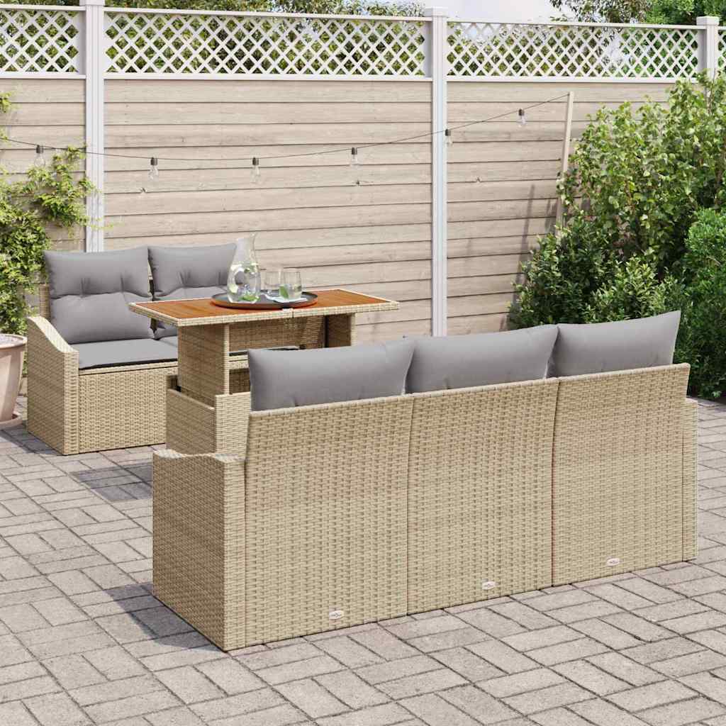 Set Divano da Giardino 6 pz Beige e grigio
