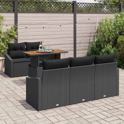 Set Divano da Giardino 6 pz Nero e Marrone