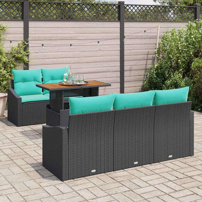 Set Divano da Giardino 6 pz 5-Numero di posti Nero e Teal