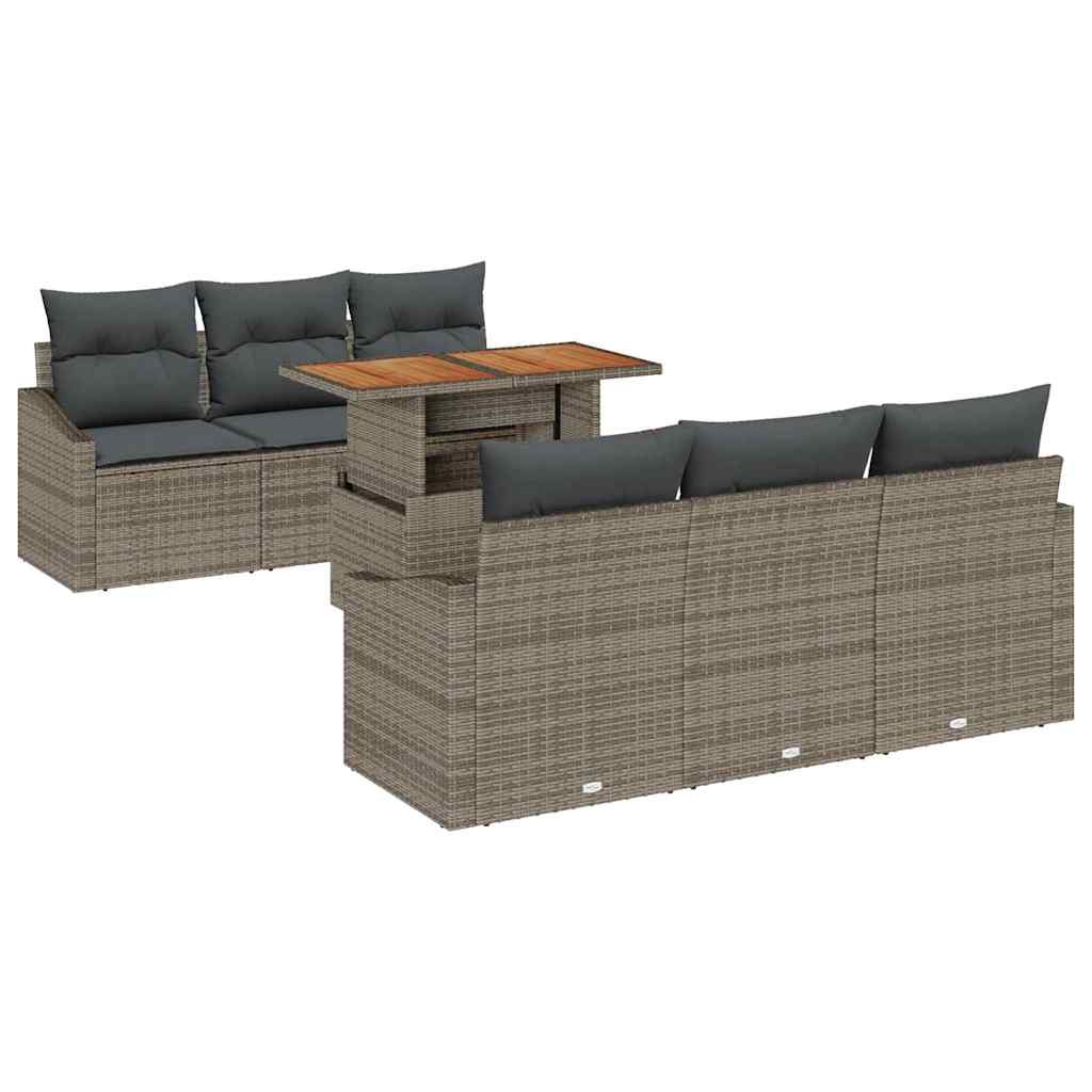 Set Divano da Giardino 7 pz Grigio e Marrone