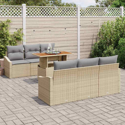 Set Divano da Giardino 7 pz Beige e grigio