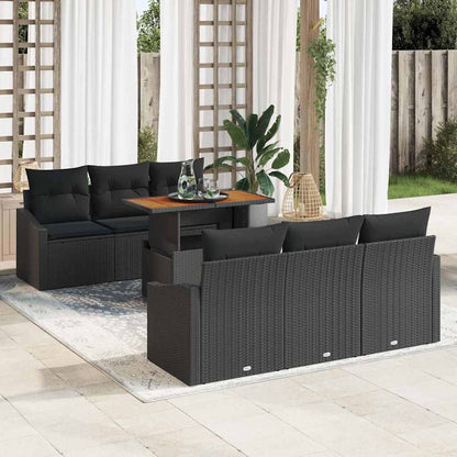 Set Divano da Giardino 7 pz Nero e Marrone