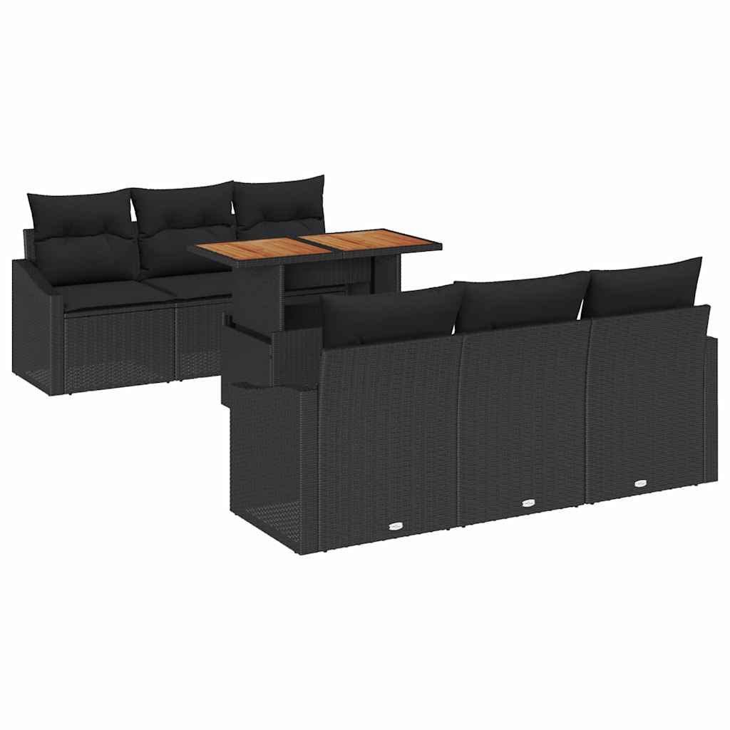 Set Divano da Giardino 7 pz Nero e Marrone | homemem39