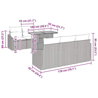 Set Divano da Giardino 7 pz Nero e Marrone | homemem39