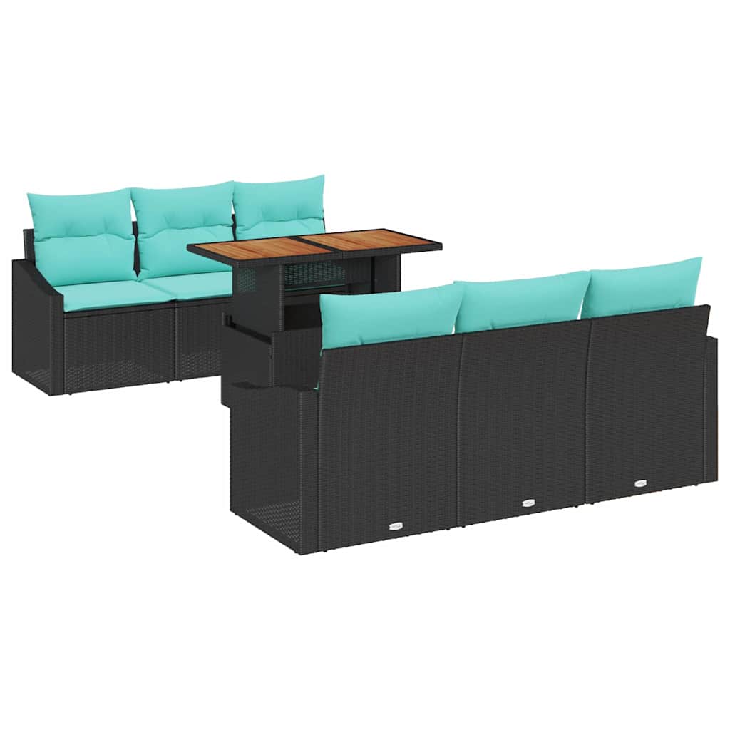 Set Divano da Giardino 7 pz 6-Numero di posti Nero e Teal