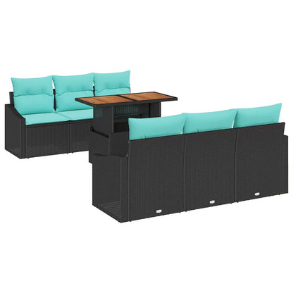 Set Divano da Giardino 7 pz 6-Numero di posti Nero e Teal