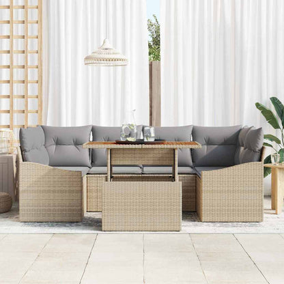 Set Divano da Giardino 7 pz Beige e grigio