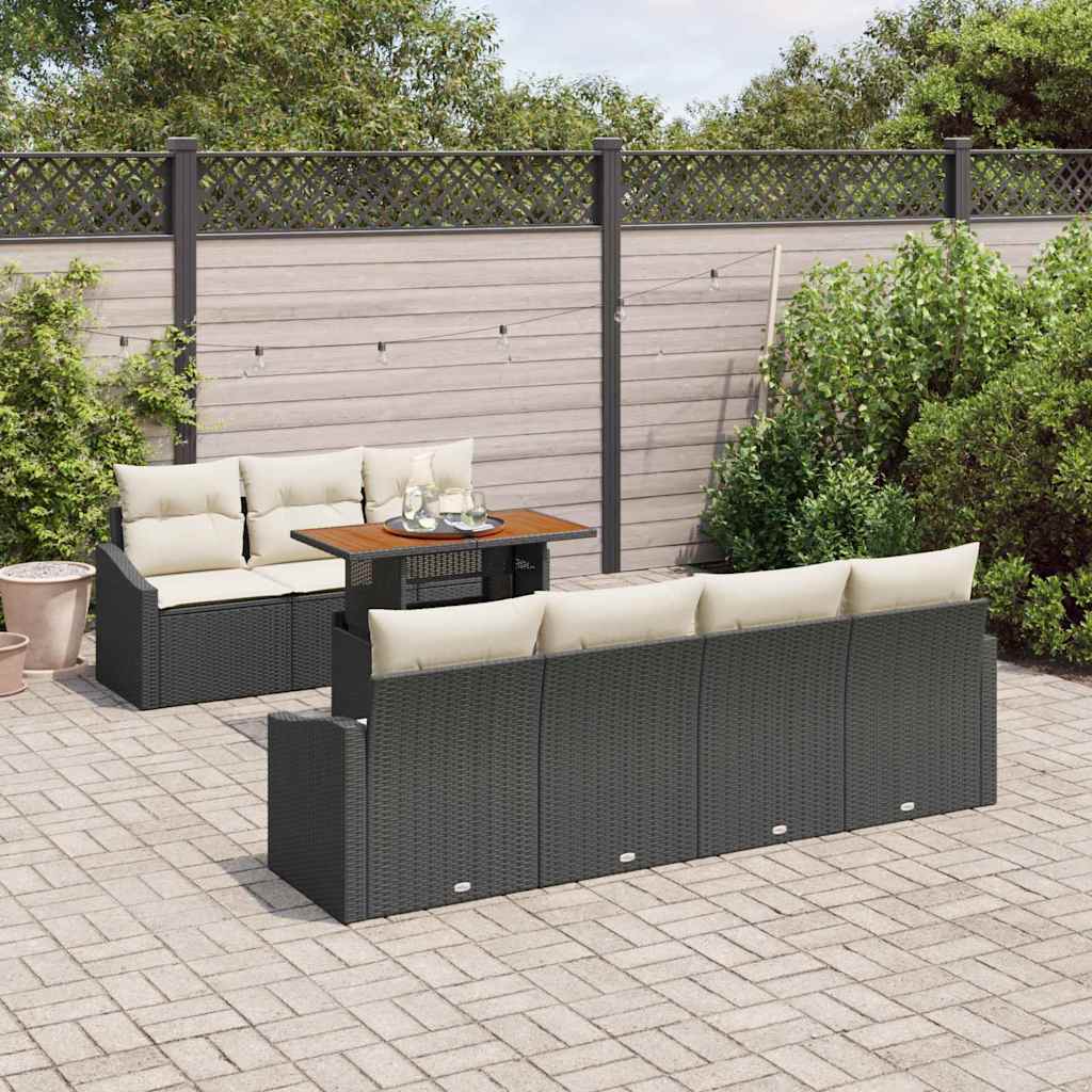 Set Divano da Giardino 8 pz Nero e Crema