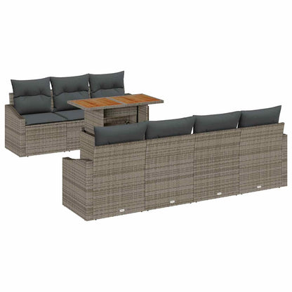 Set Divano da Giardino 8 pz Grigio e Marrone