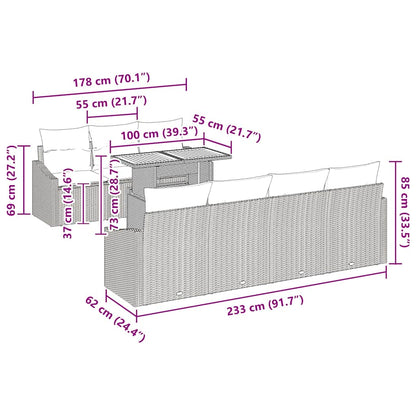 Set Divano da Giardino 8 pz Beige e grigio