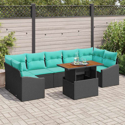Set Divano da Giardino 8 pz 7-Numero di posti Nero e Teal