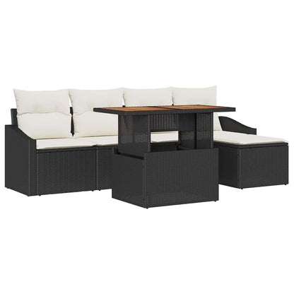Set Divano da Giardino 6 pcs Nero e Crema