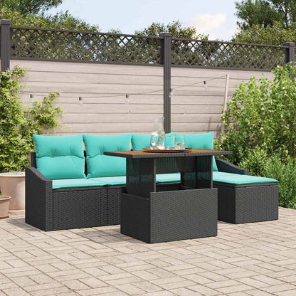 Set Divano da Giardino 6 pcs Nero e Teal