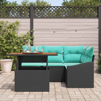 Set Divano da Giardino 5 pz 4-Numero di posti Nero e Teal