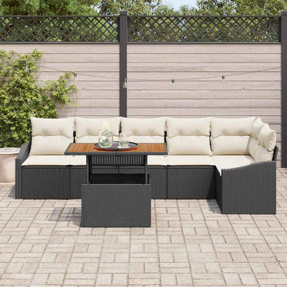 Set Divano da Giardino 7 pz Nero e Crema