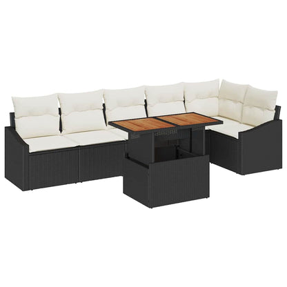 Set Divano da Giardino 7 pz Nero e Crema