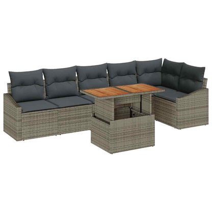 Set Divano da Giardino 7 pz Grigio e Marrone