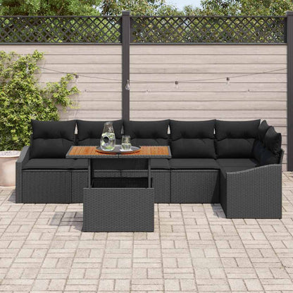 Set Divano da Giardino 7 pz Nero e Marrone