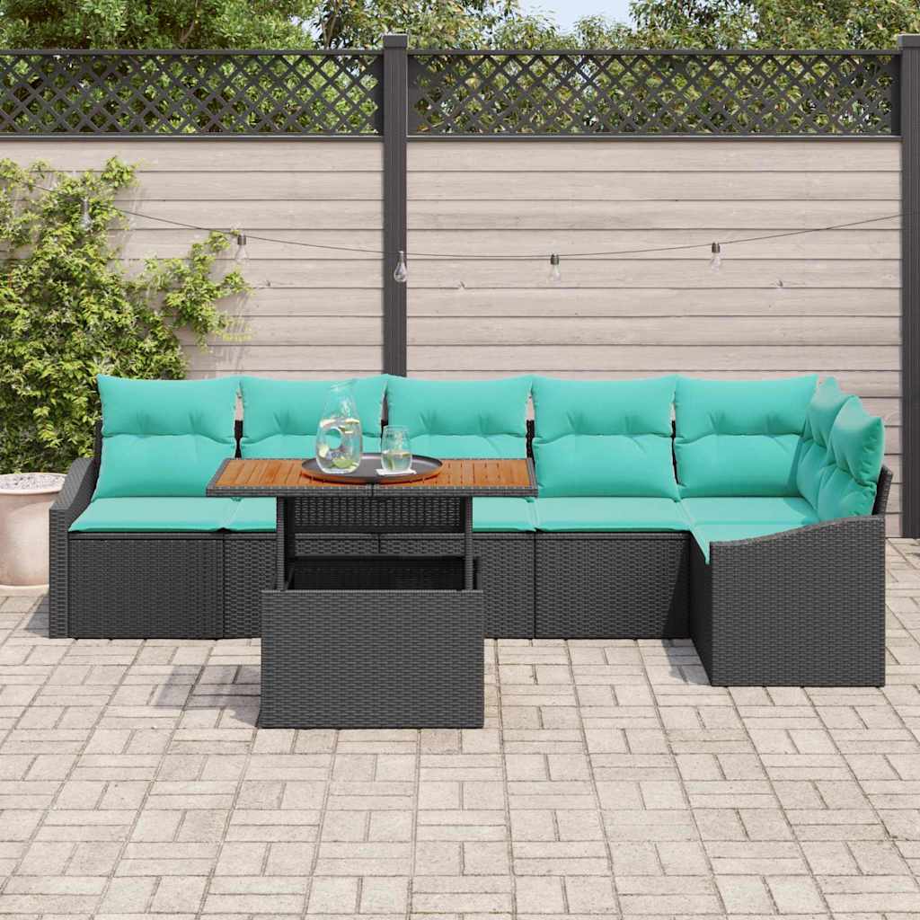 Set Divano da Giardino 7 pz 6-Numero di posti Nero e Teal