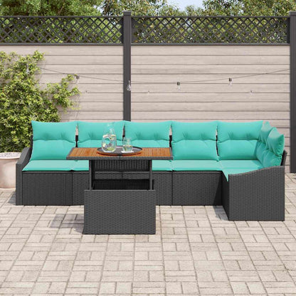 Set Divano da Giardino 7 pz 6-Numero di posti Nero e Teal