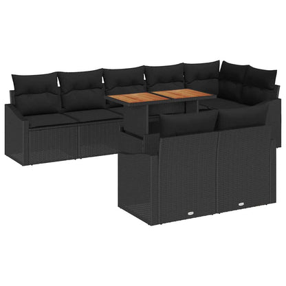 Set Divano da Giardino con cuscino 9 pcs Nero e Marrone
