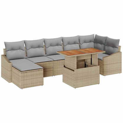Set Divano da Giardino 8 pcs Beige e grigio