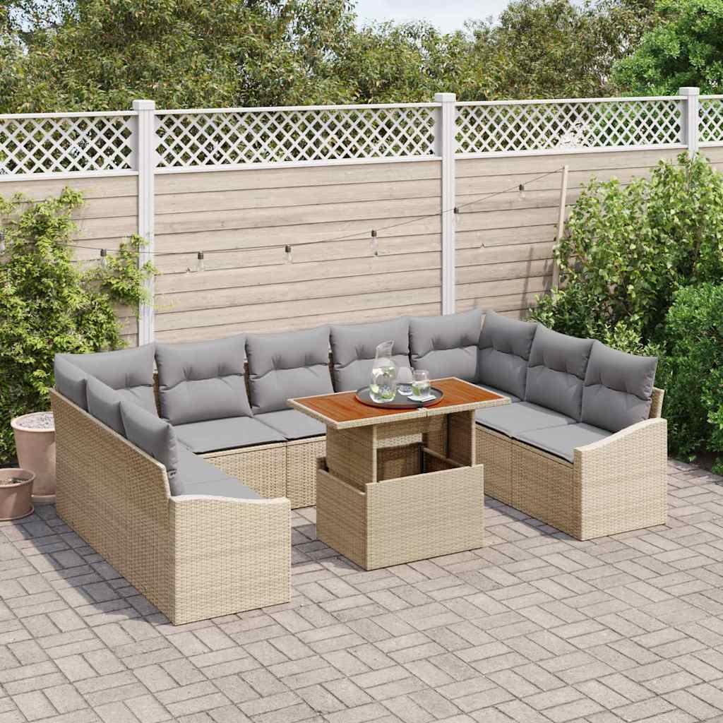 Set Divano da Giardino 10 pz Beige e grigio