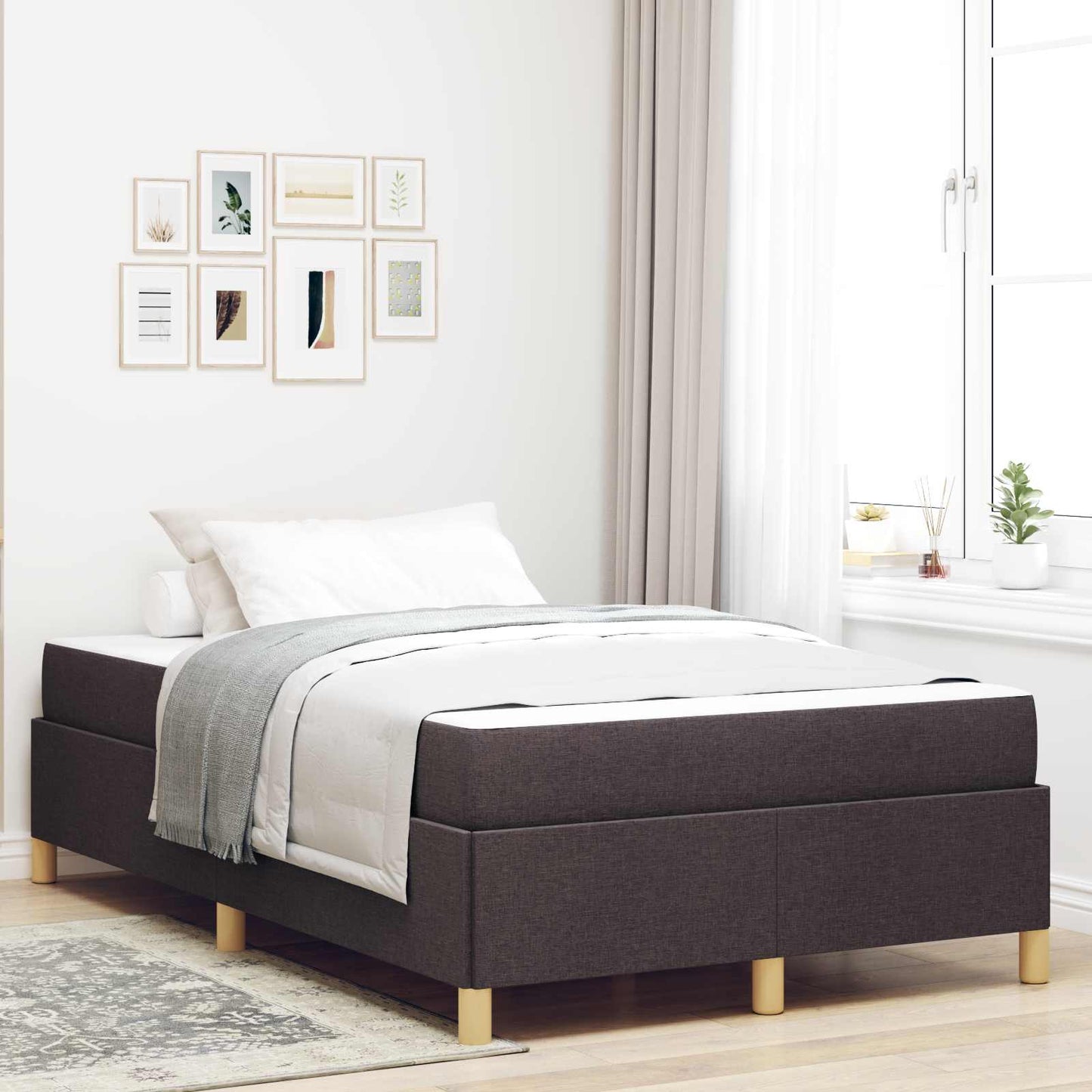 Struttura del letto Marrone Scuro 120 x 200 cm Tessuto | homemem39
