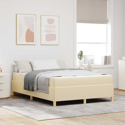 Struttura del letto con materasso Crema 140 x 190 cm Tessuto | homemem39
