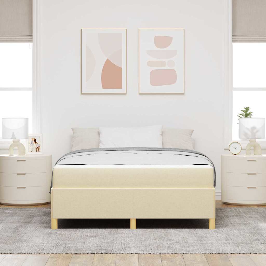 Struttura del letto con materasso Crema 140 x 190 cm Tessuto | homemem39