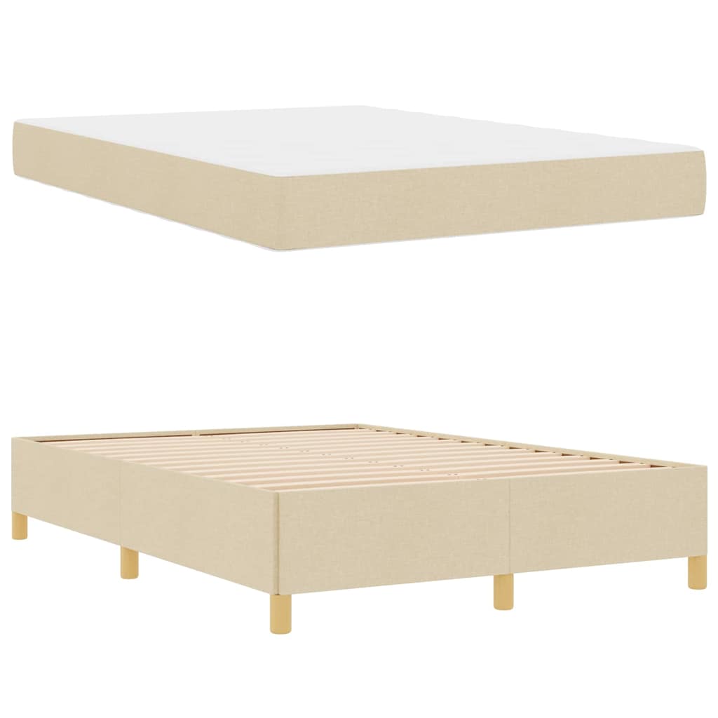 Struttura del letto con materasso Crema 140 x 190 cm Tessuto | homemem39