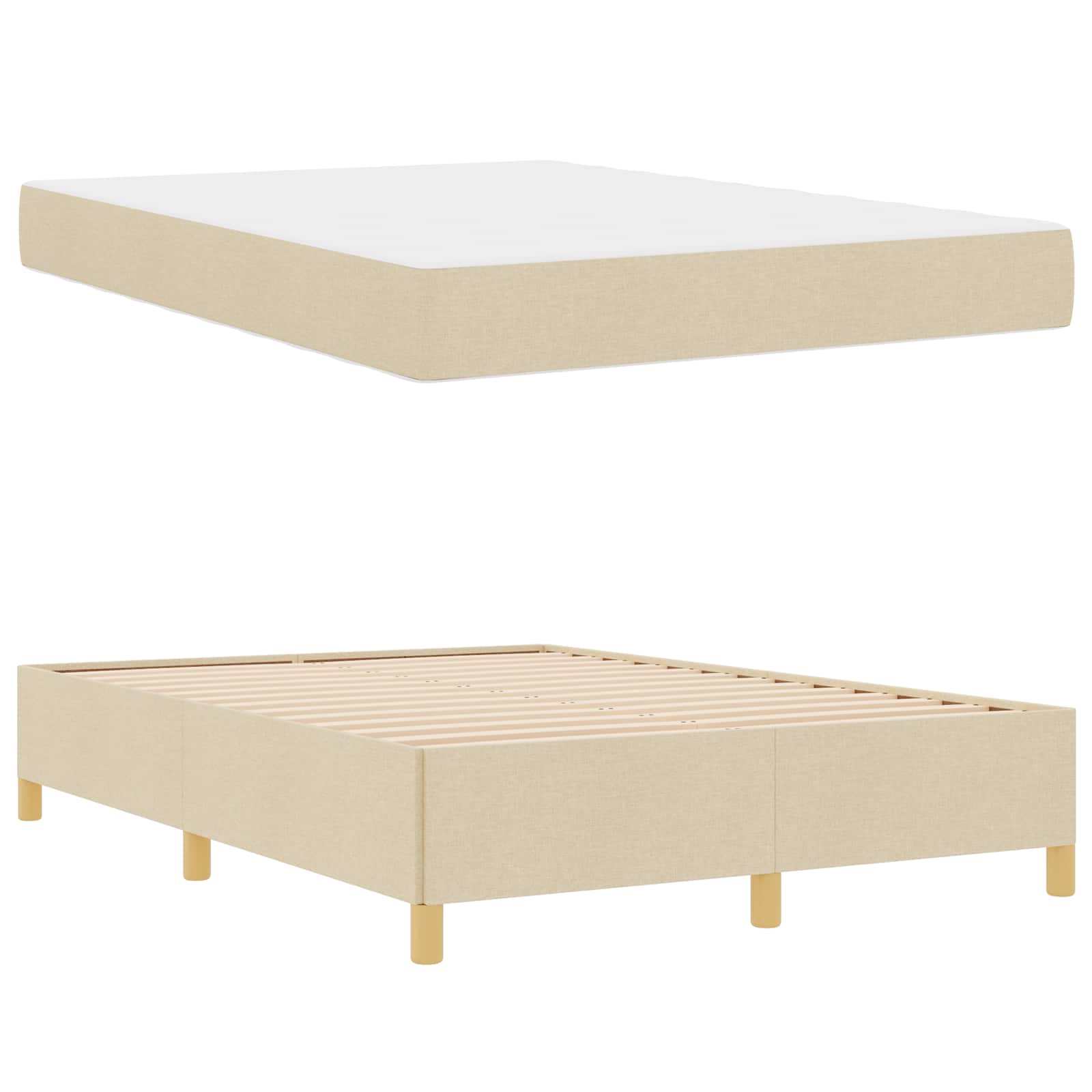Struttura del letto con materasso Crema 140 x 190 cm Tessuto | homemem39