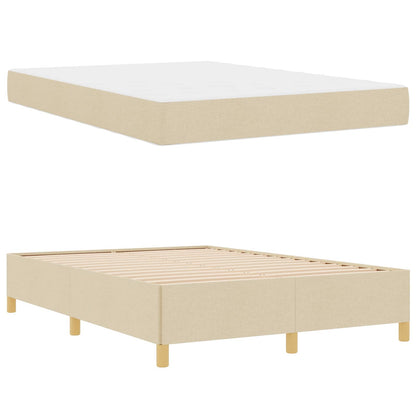 Struttura del letto con materasso Crema 140 x 190 cm Tessuto | homemem39
