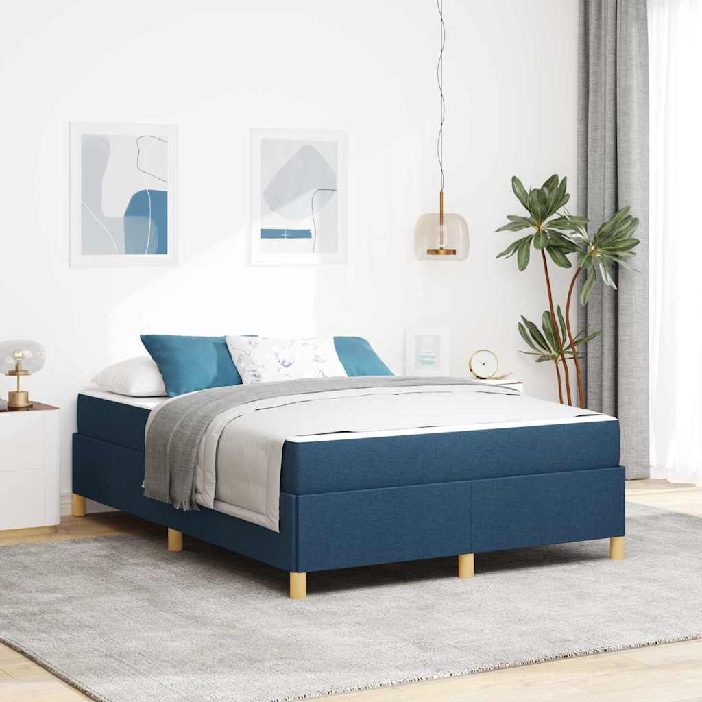 Struttura del letto con materasso Blu 140 x 190 cm Tessuto | homemem39