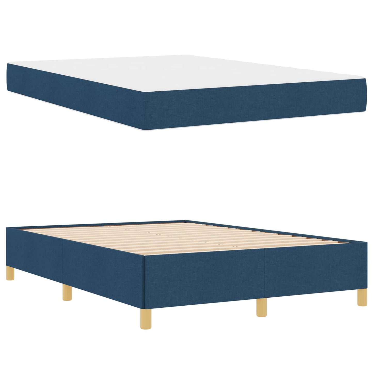 Struttura del letto con materasso Blu 140 x 190 cm Tessuto | homemem39