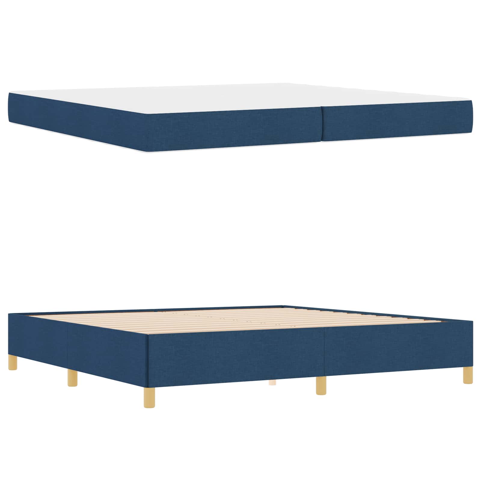 Struttura del letto con materasso Blu 200 x 200 cm Tessuto | homemem39