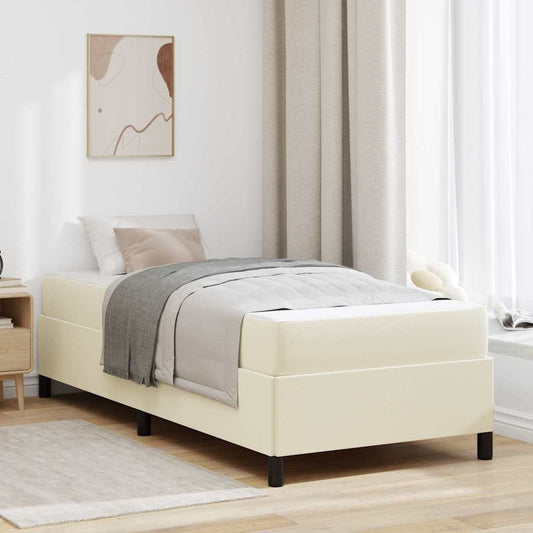 Struttura del letto con materasso Crema 90 x 190 cm Tessuto | homemem39